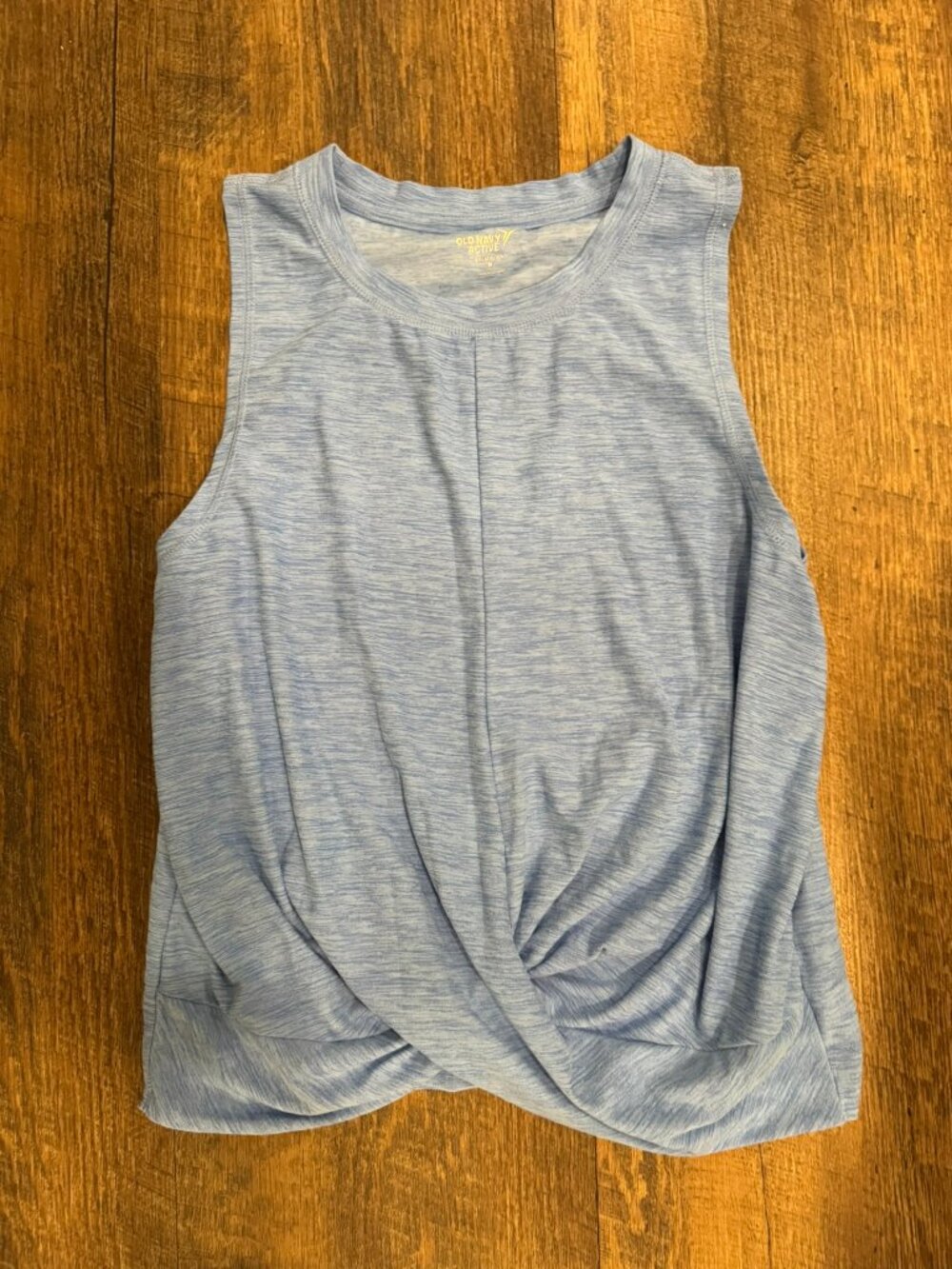 Old Navy Active Light Blue Heather Twist-Front Muscle Tank Top T-Shirt - Medium